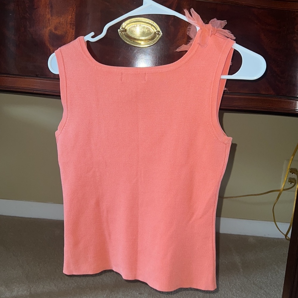 Vintage Georgiou Studio Coral Silk One Shoulder Blouse with Flowers (size M) - Picture 5 of 5